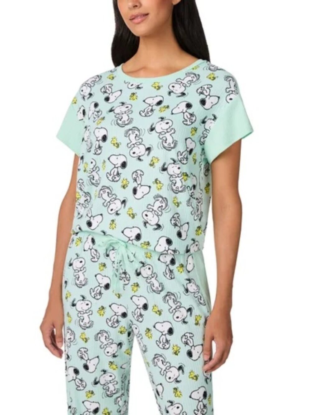 NEW Peanuts Snoopy 2 Pc Pajama Set NWT XL Short Sleeve Top Jogger Pants - Picture 7 of 9